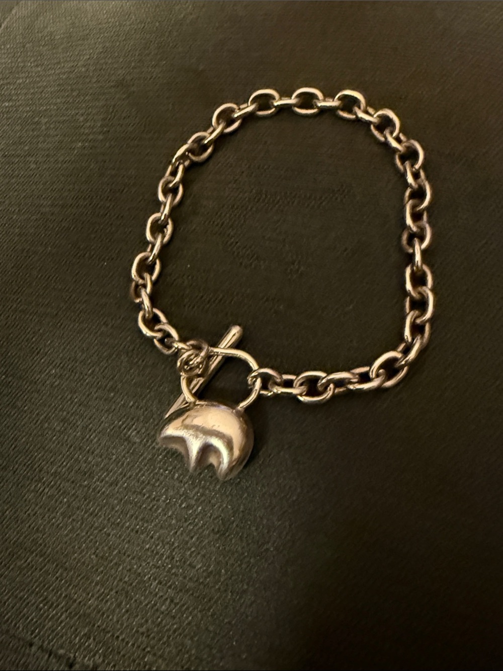 Silver Chain Toggle Bracelet with Bear Fetish Charm